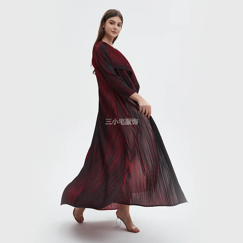 ALSEY Pleated Fashion Skirt Set Slim Dress + Loose Large Size Coat Women Two Piece Middle East Style Set 2024 Summer New