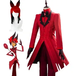 Hazbin Cosplay Hotel Uniform ALASTOR Cosplay Costume Adult Men Halloween Uniform Jacket Pants Costumes Red Suit Anime Cosplay