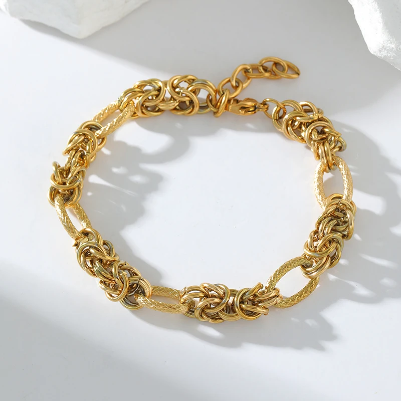 EILIECK-pulsera trenzada de acero inoxidable 316L para mujer, brazaletes chapados en oro de 18K, cadena de muñeca, joyería impermeable, regalo de