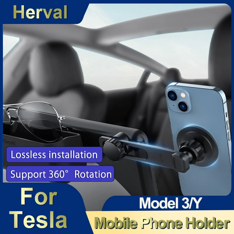 

Herval For Tesla Model 3/Y Phone Holder Mount Screen Call Phone Mount Silicone Screen Fixed Bracket Phone Holder Car Accessories