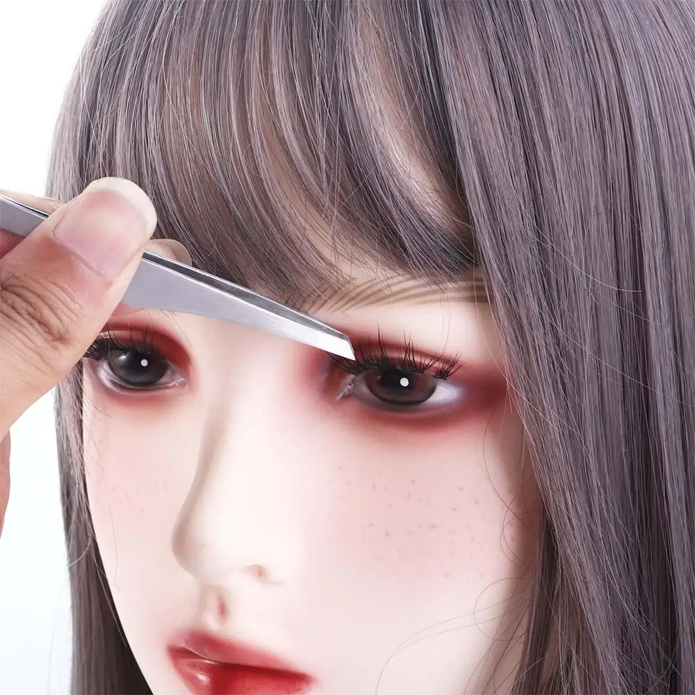 Girls Women Slanted Head Makeup Fine Hairs Precision Lash Hairs Puller Eyelash Tweezers Eye Brow Clips Eyebrow Tweezer