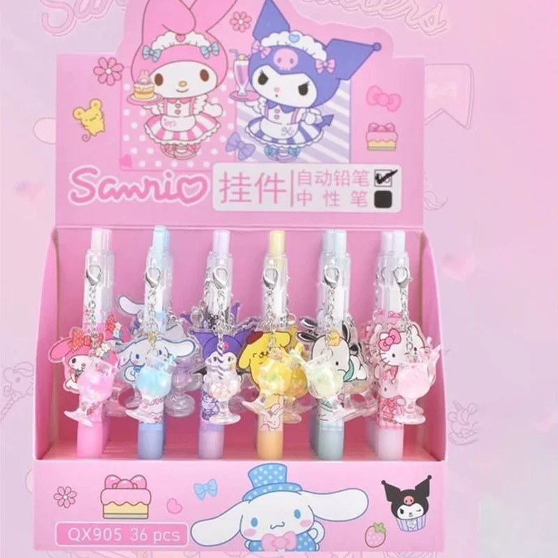 Kawaii Sanrio Ice Drink Series Pendant Press Mechanical Pencil Hellokittyed Kuromi Cute Child Cartoon Student Learn Neutral Pen