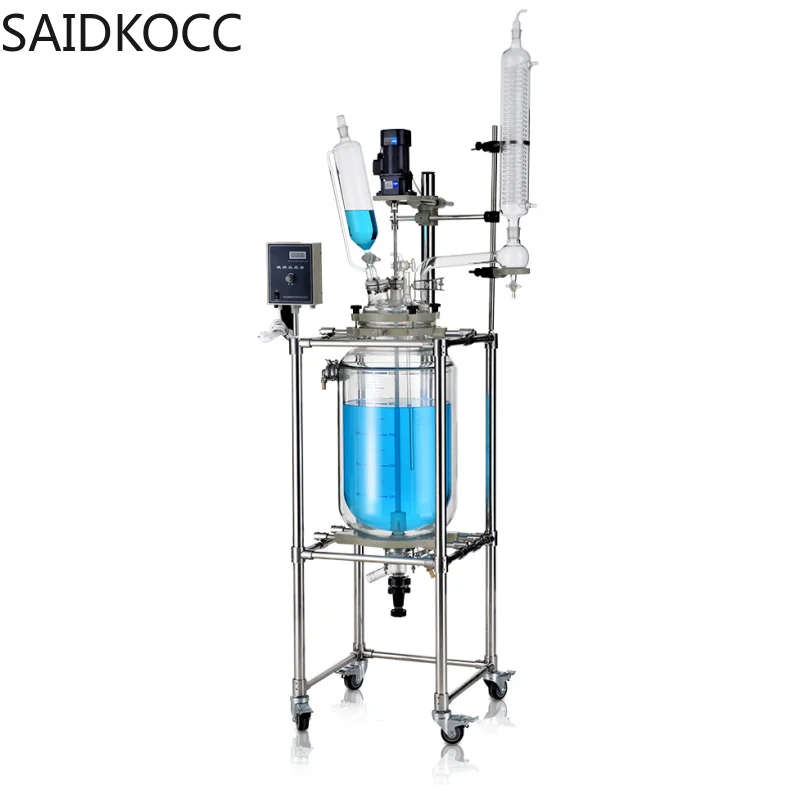 2L Double layer glass reactor laboratory jacket constant temperature synthesis reactor accessories 2000ml