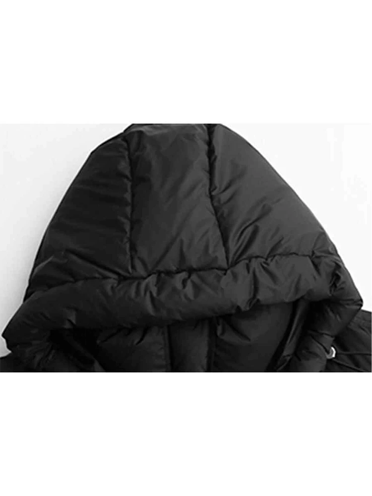 American Vintage Women Y2k Japanese Black Hoodie Padded Jacket Stand Collar Down Jacket Parkas Outwears Tide 2025 Autumn Winter