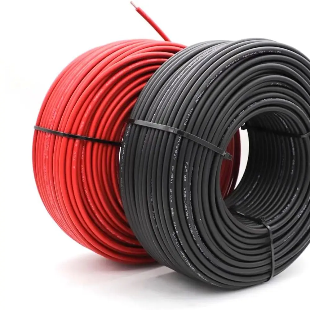 كابل الطاقة الشمسية 50Ft 15M 10 awg سلك، 50FT أسود + 50FT أحمر 10 مقياس سلك كابل تمديد الطاقة الشمسية مع 4 أزواج موصلات الطاقة الشمسية لـ RV