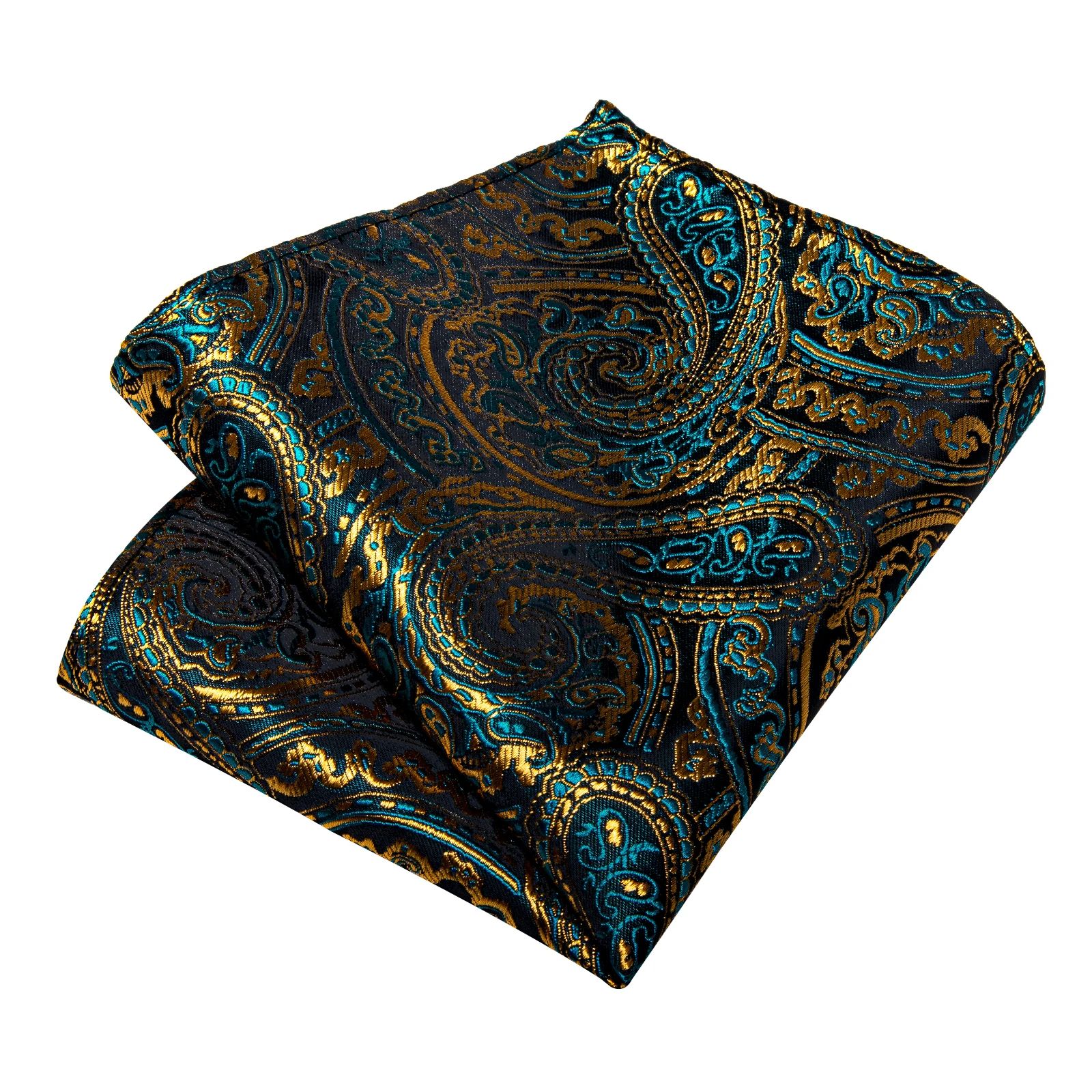 Grüne und goldene Paisley-Krawatten für Herren, Brosche, Einstecktuch, Manschettenknöpfe, Business-Hochzeitsanzüge, Bräutigam-Accessoires, Geschenk – Detail 13