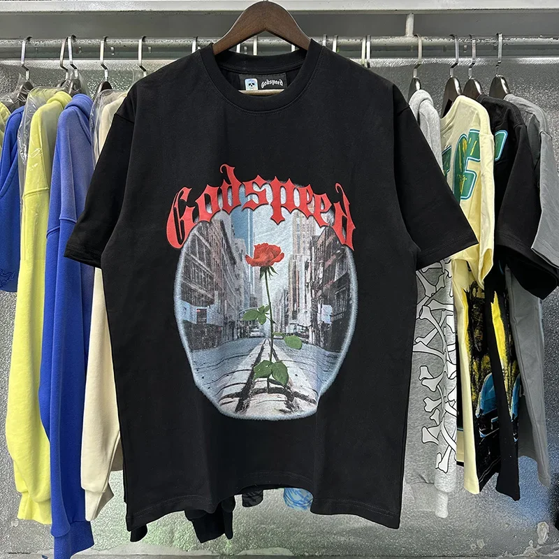 

Spring GOD SPEED Fashion T-shirt Good Quality Casual Short Sleeve Men's and Women's Cotton Outdoor Tops Tee