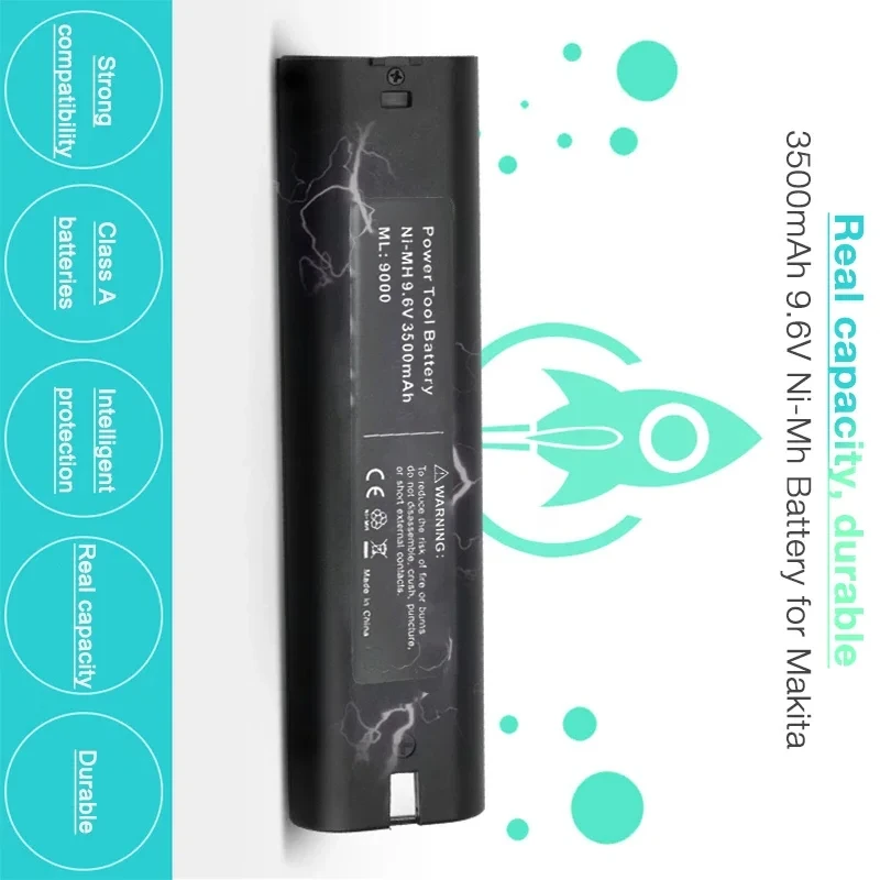 

Ni-MH аккумулятор 9,6 В, 4,8 Ач для Makita 9000 9001 9002 9033 9600 193890-9 192696-2 632007-4 5090D 6012HD 4190D 4190DW 4300D