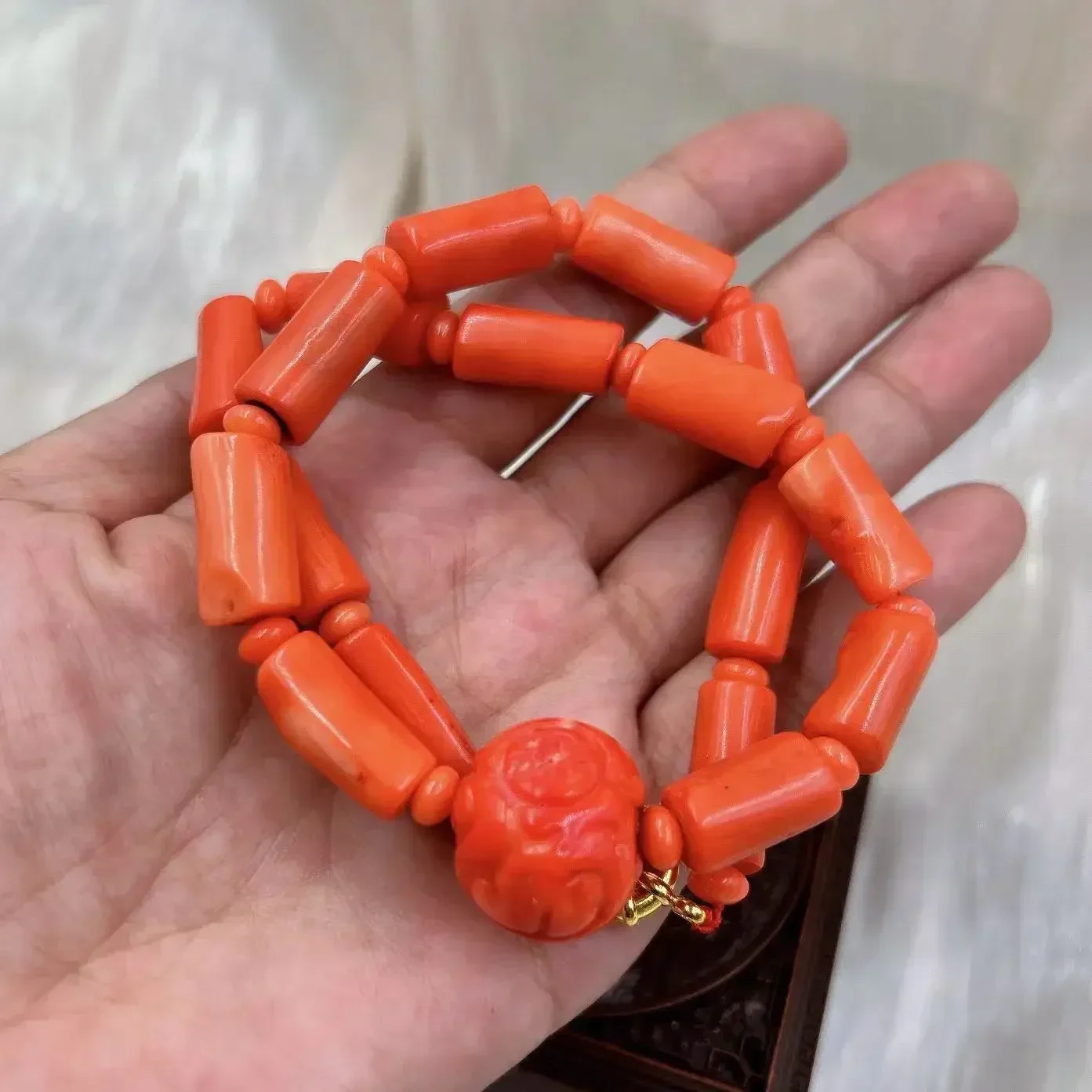 10-14mm 4x7mm 17-20inch  Vintage Big Natural Sea Bamboo Coral Hot Sale Orange Coral Necklaces Nigerian Prom Wedding Necklace