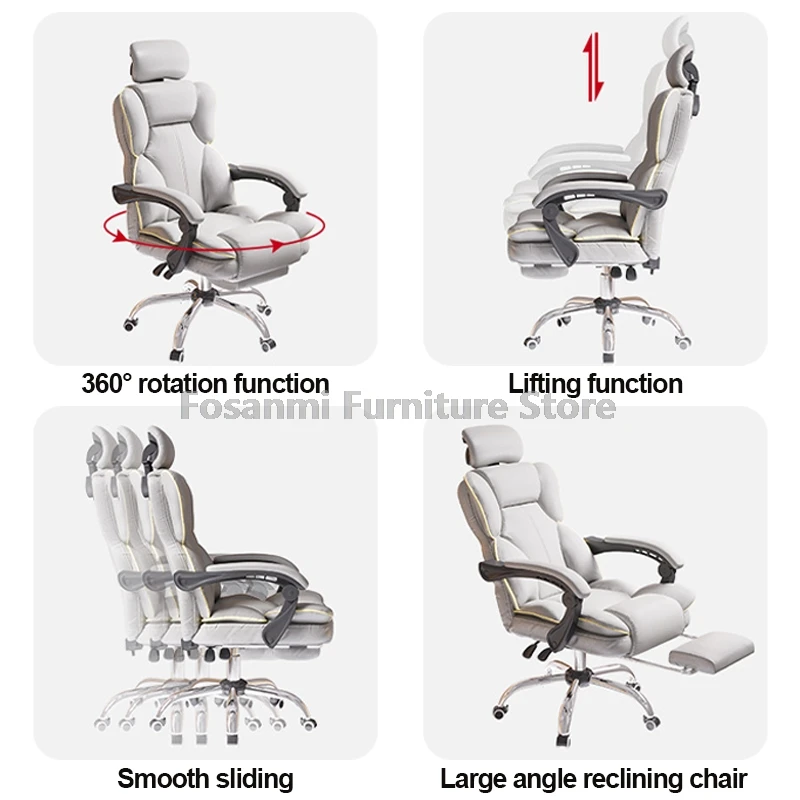 높이 조절 가능한 홈 게임 책상 의자 사무실 편안한 가죽 회전 의자 리클라이닝 게이머 라텍스 쿠션 컴퓨터 의자