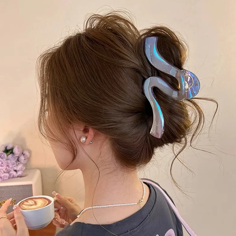 1pc new high-end pearl wave clip, shark clip, large hair clip, back of head hair clip, hair accessory