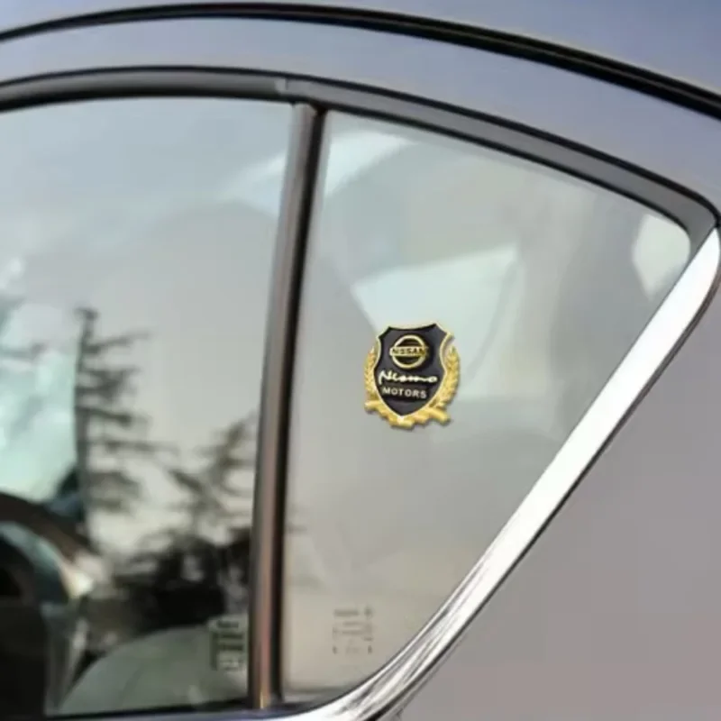 3D Metal Car Emblem Side Trunk Door Window Stickers Decoration Decals For Nissan Tiida Sylphy Teana X Trail T30 T32 Almera Qashq