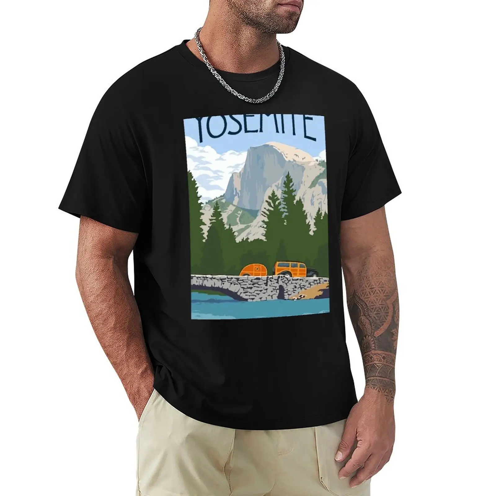 VIntage Yosemite Merced River Travel T-Shirt Halloween Casual T-Shirt