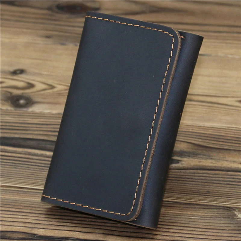 Leather Credit Card Holder Wallet Male Slim Wallet Small Bank ID Card Holders Men Retro Crazy Horse Leather Wallet