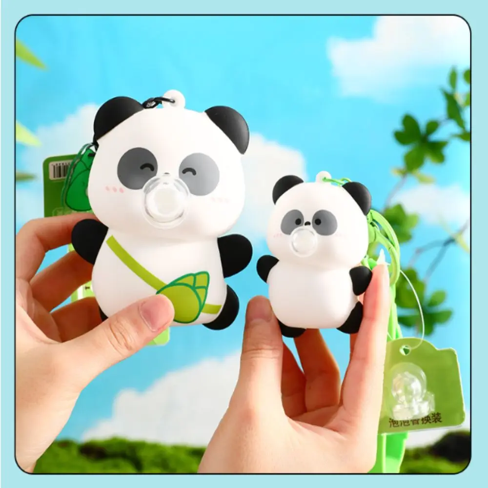 Descompressão soprando bolha panda chaveiro dos desenhos animados requintado mochila pingente kawaii ornamento panda jóias chaveiro casal