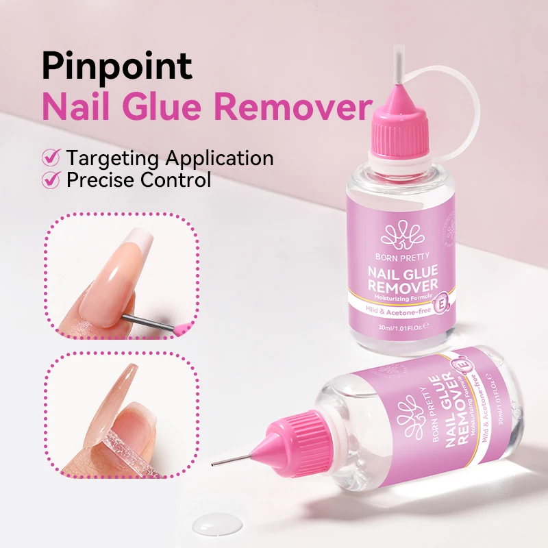 BORN PRETTY 30ml Pinpoint Nail Glue Remover Gel Polish For Press On Nail Quick Dry With Gentle Non-Acetone Remover Nail Tips
