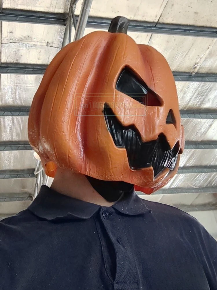 Máscara de cabeza de calabaza de látex para Halloween, cubierta para la cabeza, truco o trato, máscara de calabaza aterradora, transpirable, novedad, máscara de Jackolantern, vestido elegante