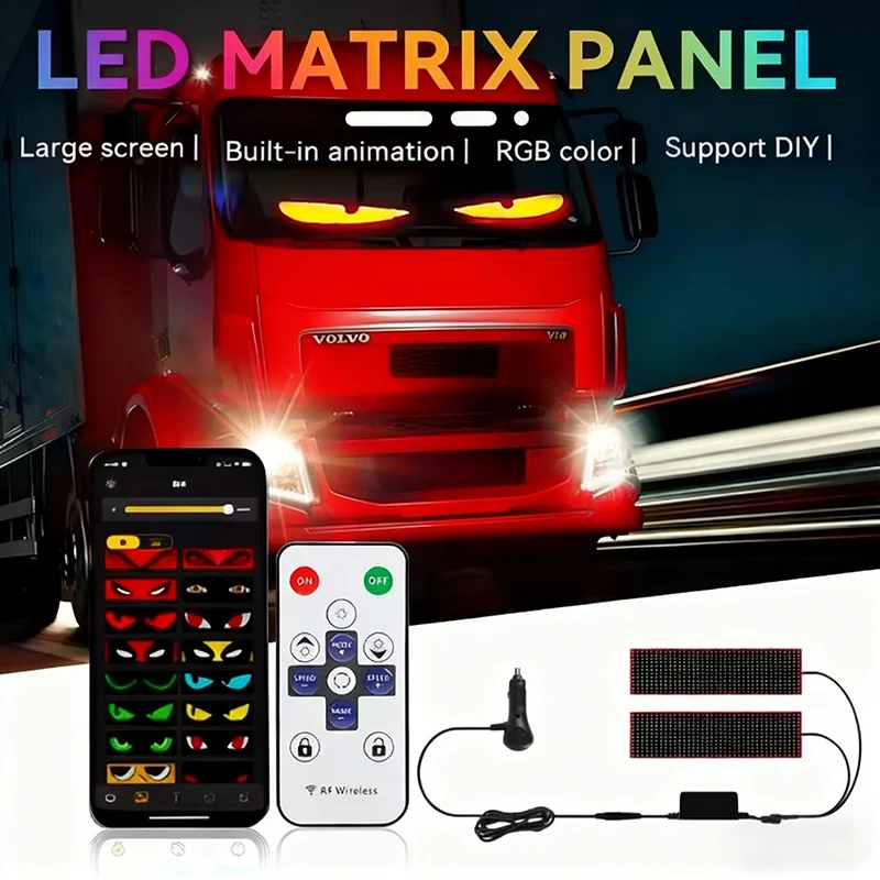 

Программируемый гибкий экран, светодиодный автомобильный светильник, 12 В, Bluetooth, приложение для управления грузовиком, глаз дисплея, анимационная светодиодная матричная панель для знака автомобиля