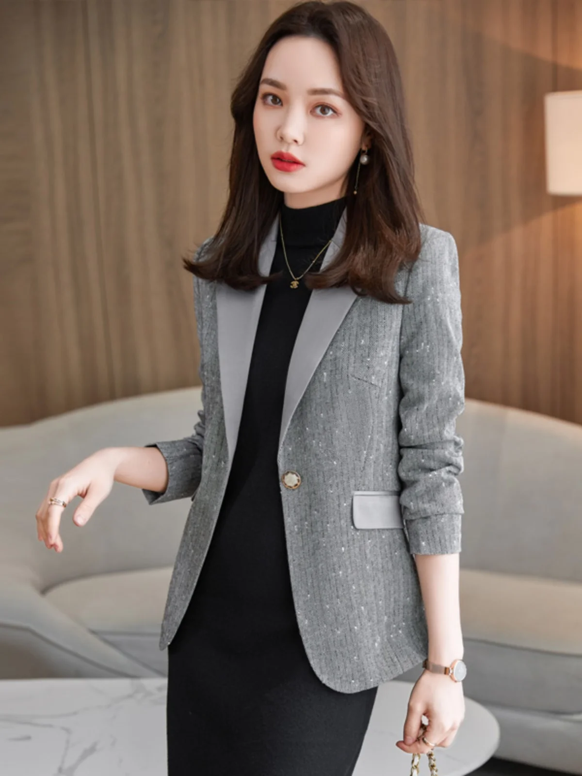 

Women's Tailored Jacket Waist-Cinching Commute Style Spring Autumn High-Quality Slim Fit Casual Elegant Top