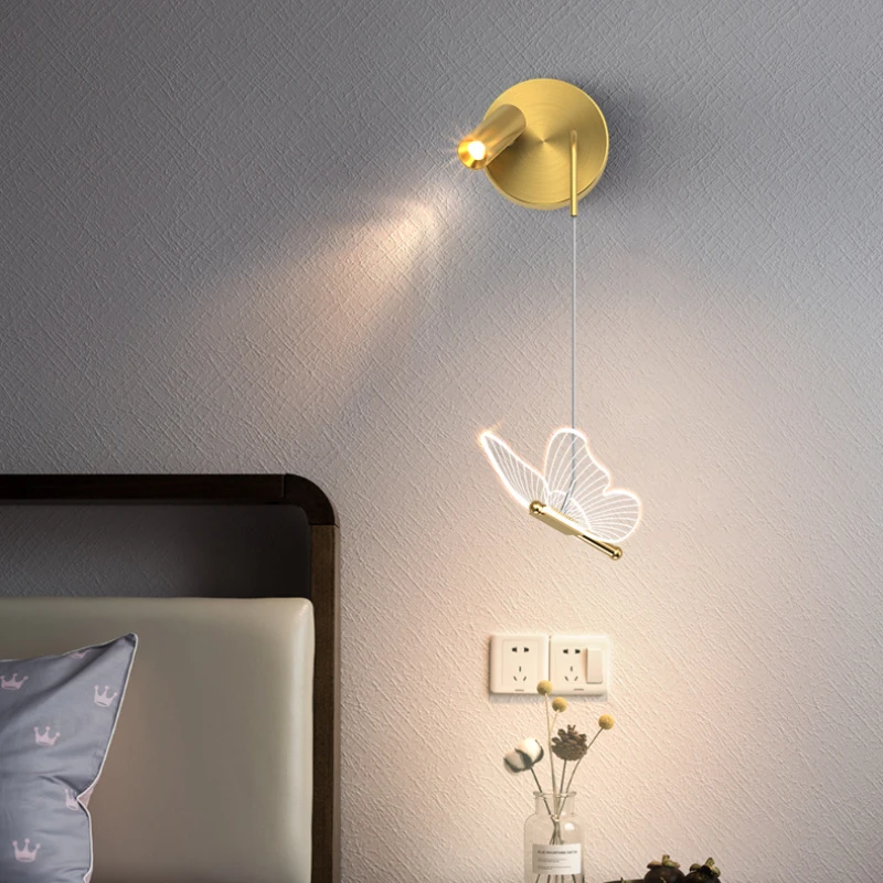 Imagem -05 - Modern Led Wall Sconces Lamp Indoor Bedside Luminária Quarto Sala de Estar Home Decor Butterfly Spotlight Iluminação Simples