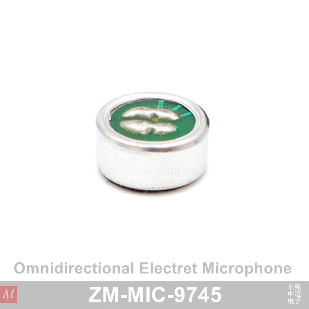 9745 Diameter 9,7 mm X Hoogte 4,5 mm Omnidirectionele electret-microfoon MICROFOON