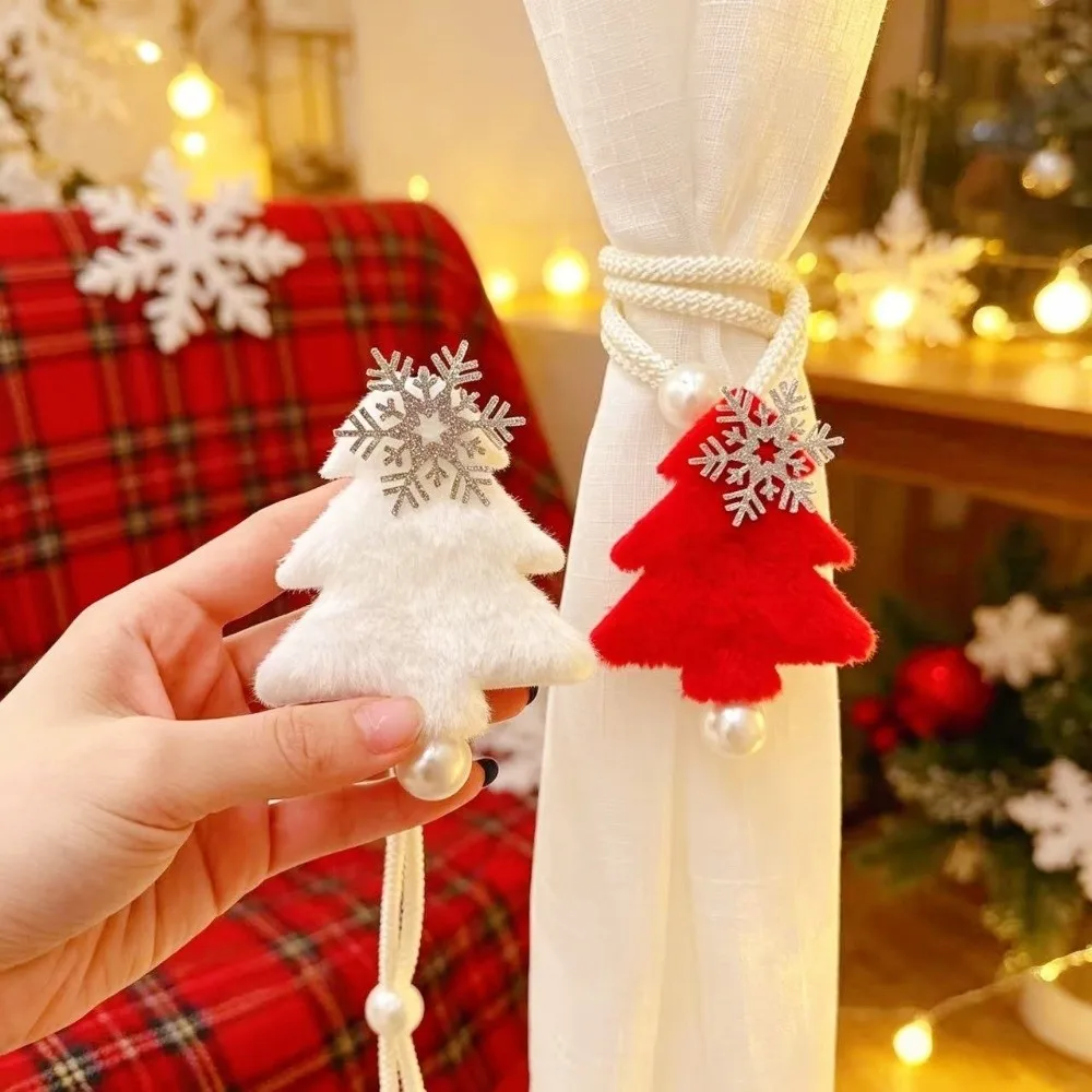 2PCS/SET Adjustable Christmas Tree Curtain Tieback Exquisite with Ball Pendant Curtain Strap Decorative Plush