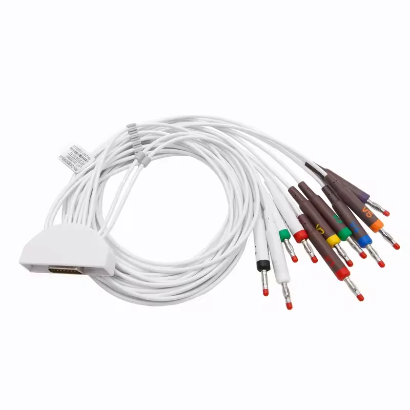 Compatible With Midmark Electrocardiograma AHA Banana 3.0 DB15 Pin 10 Leads Medical Leadwire ECG Patient Cable