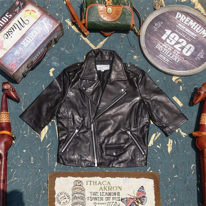 Leggero ort-Sve Moto Sle Vera Pelle Jaet Dolce Sle Slim Fit Cappotto ort da donna f Tannery eepskin