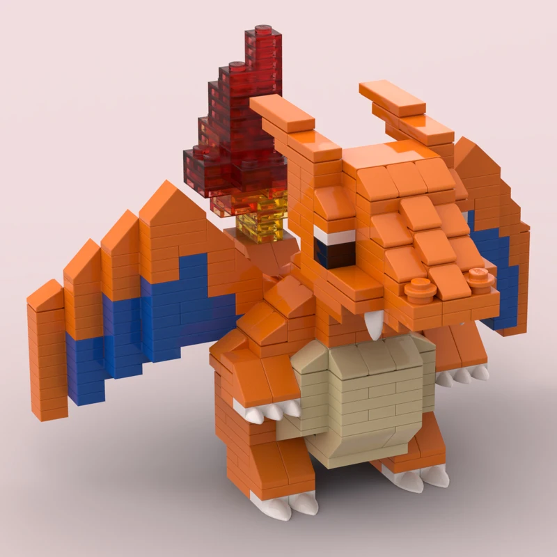 

480pcs MOC Charizard Pokémoness Building Blocks DIY Modular Fire Dragon Mini Figure Creative Collectible Toy for Fans