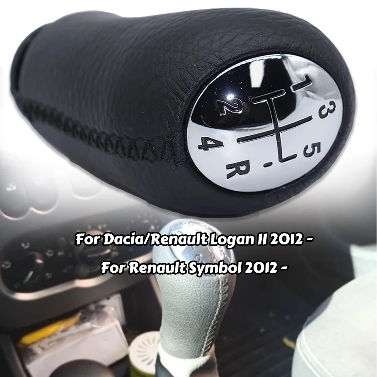 

Gear Lever Shifter Trim Leather Knob Cover Gaiter Boot For Dacia Renault Logan II Mk2 2012 - MT 5Speed + R Gearstick Pen Handle