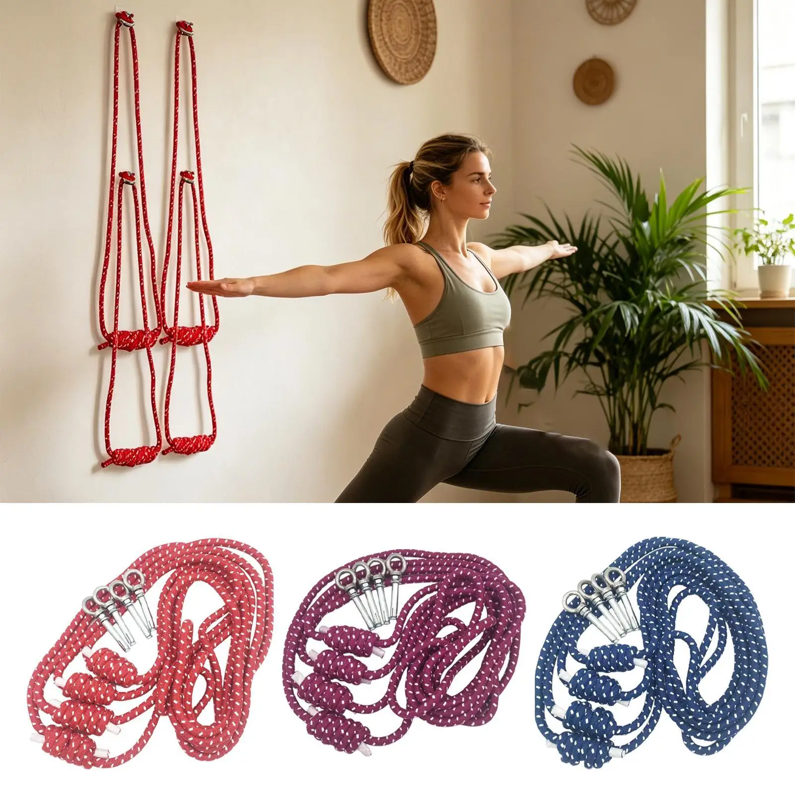 Cotton Yoga Stretch Strap Backbend Training Rope Flexible Exercise Trainer For Splits Pilates Dance Ballet Gymnastics Home