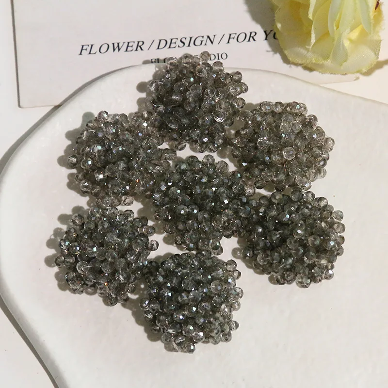 Clog Sandal Ornaments Iridescent Crystal Beaded Flower Cluster 1 Piece Premium Handmade Versatile Accent for Hats Purses