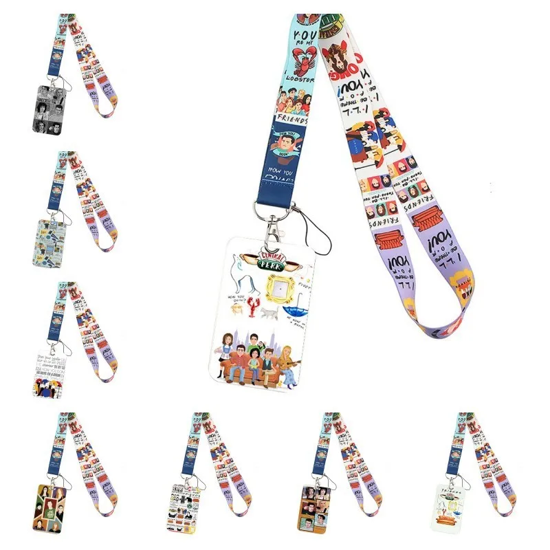 Animation Fashion Friends TV Show Lanyard Credit Card ID Holder Bag Student Women Travel Card Cover Badge Car Keychain