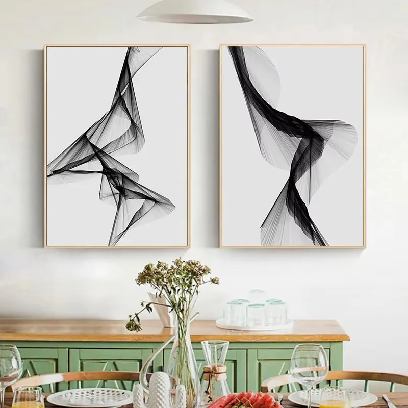 Abstract Black Line Wall Art Poster Canvas Print Simple Decorative Painting Picture for Living Room Bedroom Fashion Home Decor​