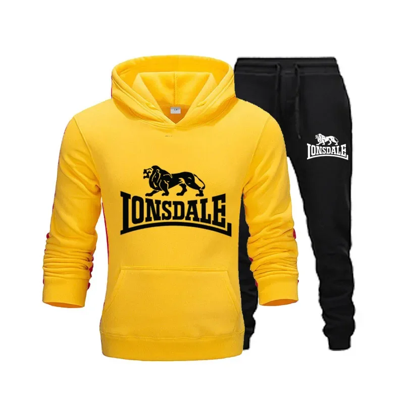 

2024 Men's Autumn Winter New Lonsdale Sports Hoodies Tracksuit Men Casual Suit Man Brand Sports Hoodie Trousers Two-piece Sets