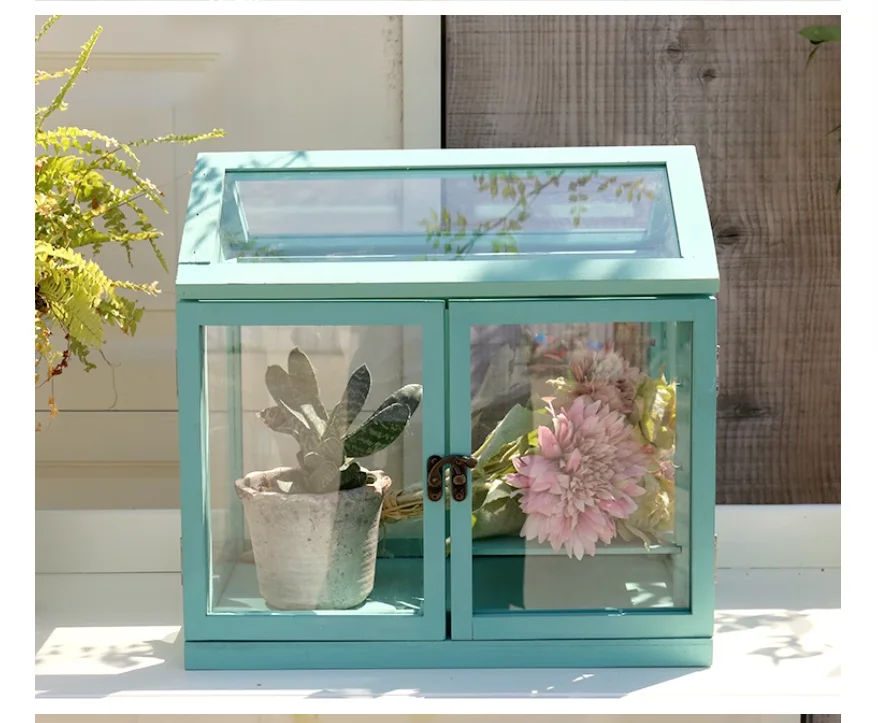 

Charming Wood & Glass Miniature Flowerhouse Ideal For Growing Potted Plants Safely Indoors