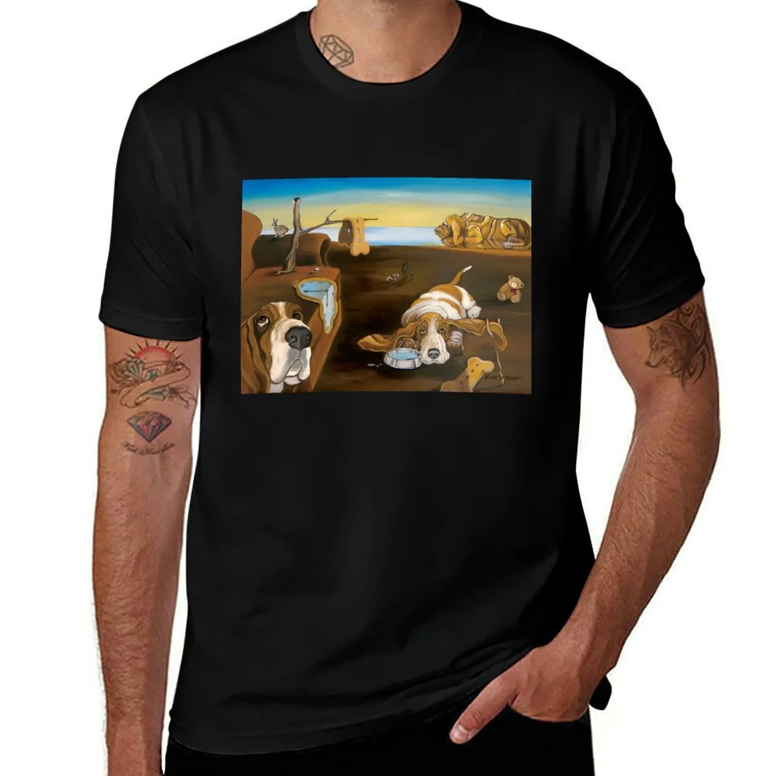 T-shirt The Persistence of Basset Hound, décontracté, à manches courtes, pour les vacances