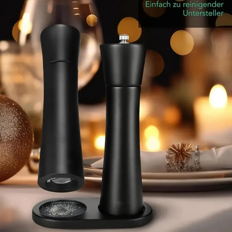 Wood -Salt And Pepper Grinder Sets Salt Mill Spice Mill Black Pepper Grinder Salt Shaker Small Waist Cylindrical Salt Grinder