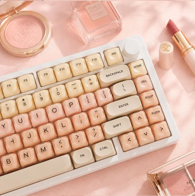 128 Keys Cute Natural Foundation Matte Keycaps HOA Profile for Cross & Magnetic Switches