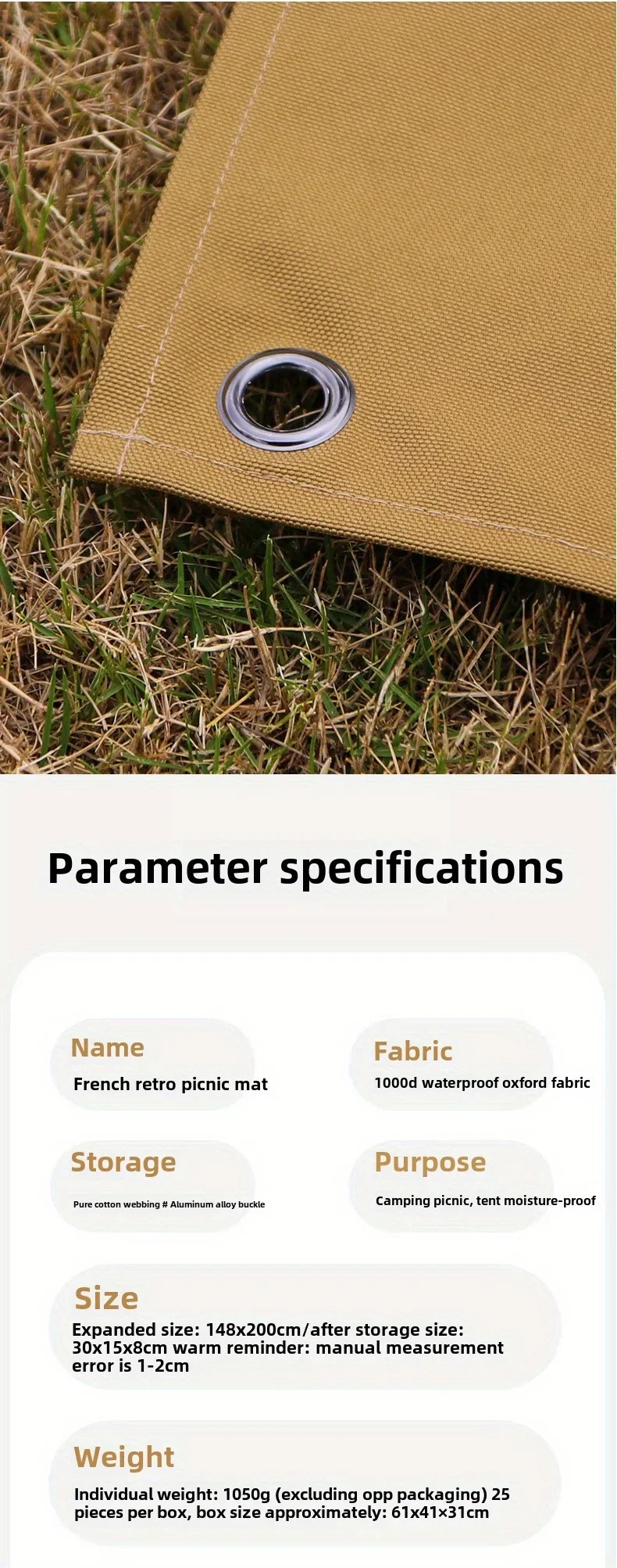 Robuste, wasserdichte Campingmatte mit dickem Oxford-Stoff für Strandpicknick im Freien – Detail 11