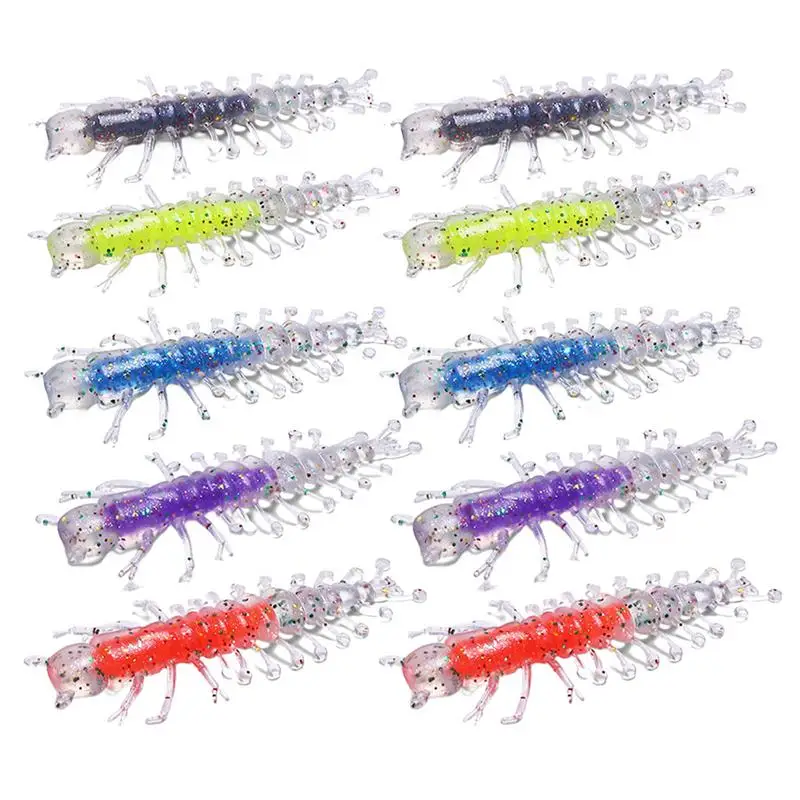 Centipede Fishing Lure 10pcs Soft Centipede Bait Multipurpose Realistic Walking Action Elastic Bass Fishing Lure For Lakes