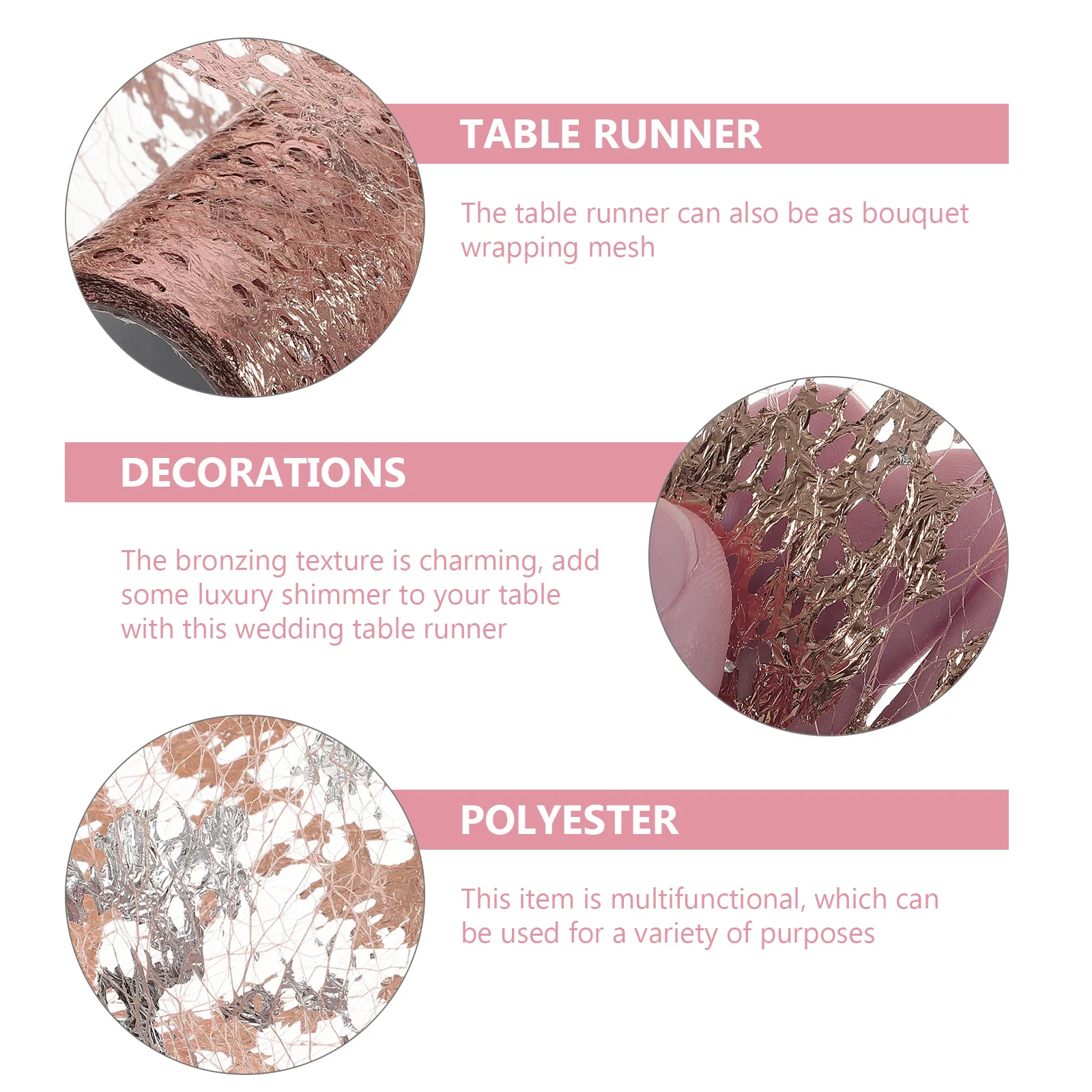 

Luxury Gold Table Runner Bronzed Tulle Fabric for Dining Table Centerpiece Holiday Decor Reusable Fade Resistant Design