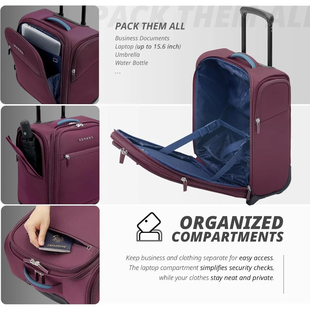 Verage sob o assento bagagem com rodas, softside expansível pequena mala de mão sacos de bagagem para aviões companhias aéreas viagem curta