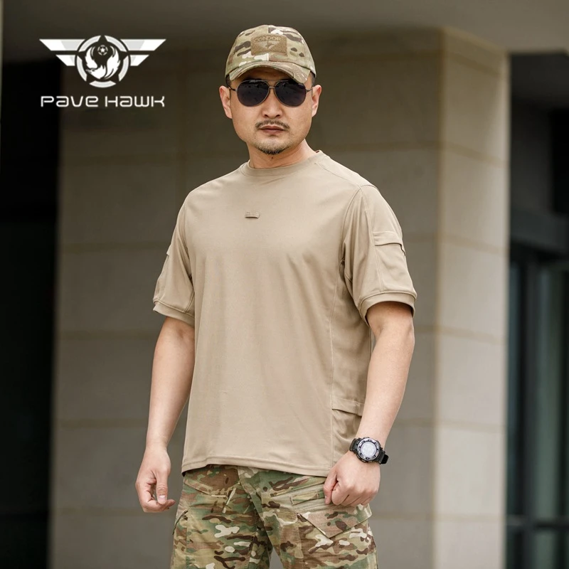 Men\'s Army Tactical T-shirt Military Training Quick-drying Breathable Short Sleeves Summer Beach Sun Protection Casual T-shirt