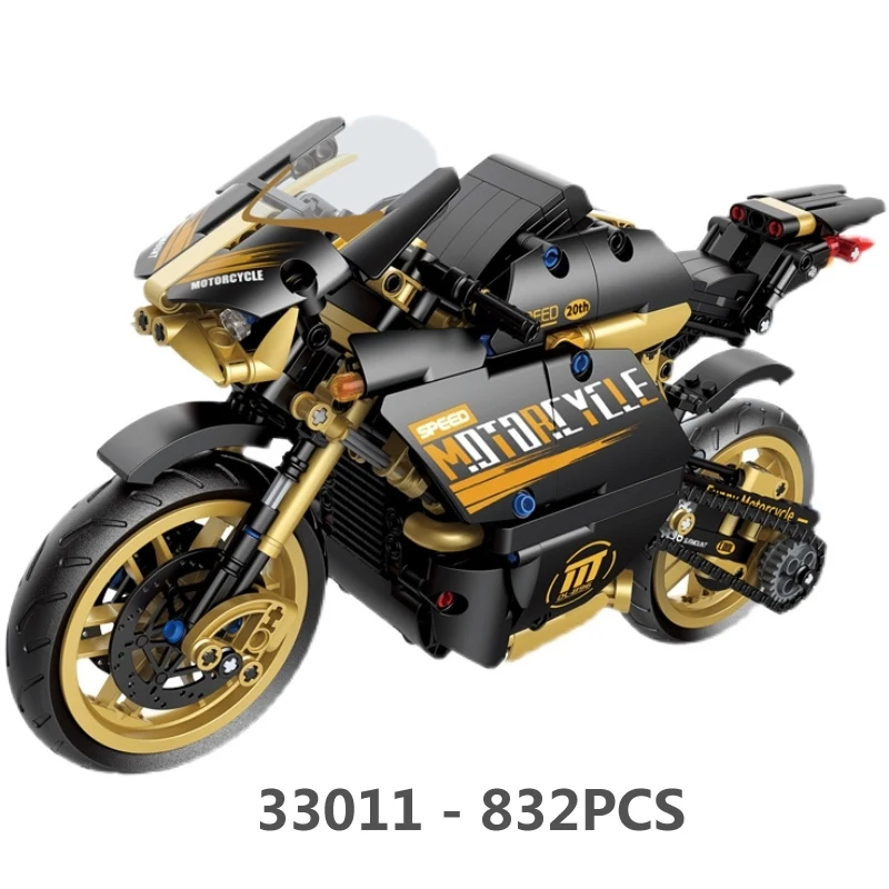 832PCS Motorcycle Moto Racing Car Building Blocks Motorbike City Vehicle Sets Off  Road Bricks Toys For Boys Birthday Gift