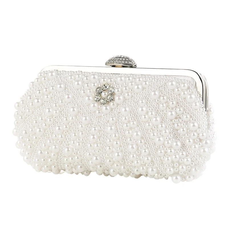 

Women's Rhinestone Pearl Evening Clutch bag Top Handle Large Capacity Sparkly Purse for Wedding Party Prom Banquet