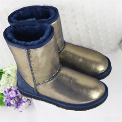 Top Quality 2025 Woman Snow Boots Sheepskin Leather Snow Boots Natural Fur Warm Wool Winter Women's Boots