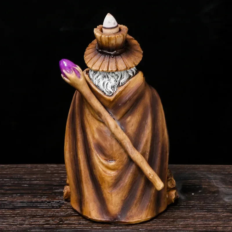 Insence Holder Wizard Styling Backflow Incense Burner with Light Resin   Aromatherapy Ornament Home Decor