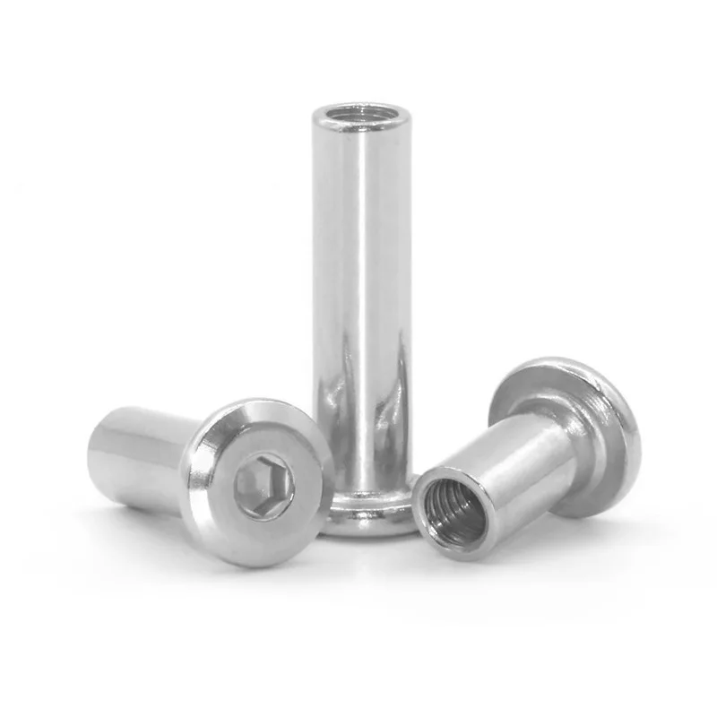 304Flat Head Chamfer Hex Socket Set Screw Nut Lock Nut Beveled Edge Furniture Nut Male and Female ScrewM3-M10