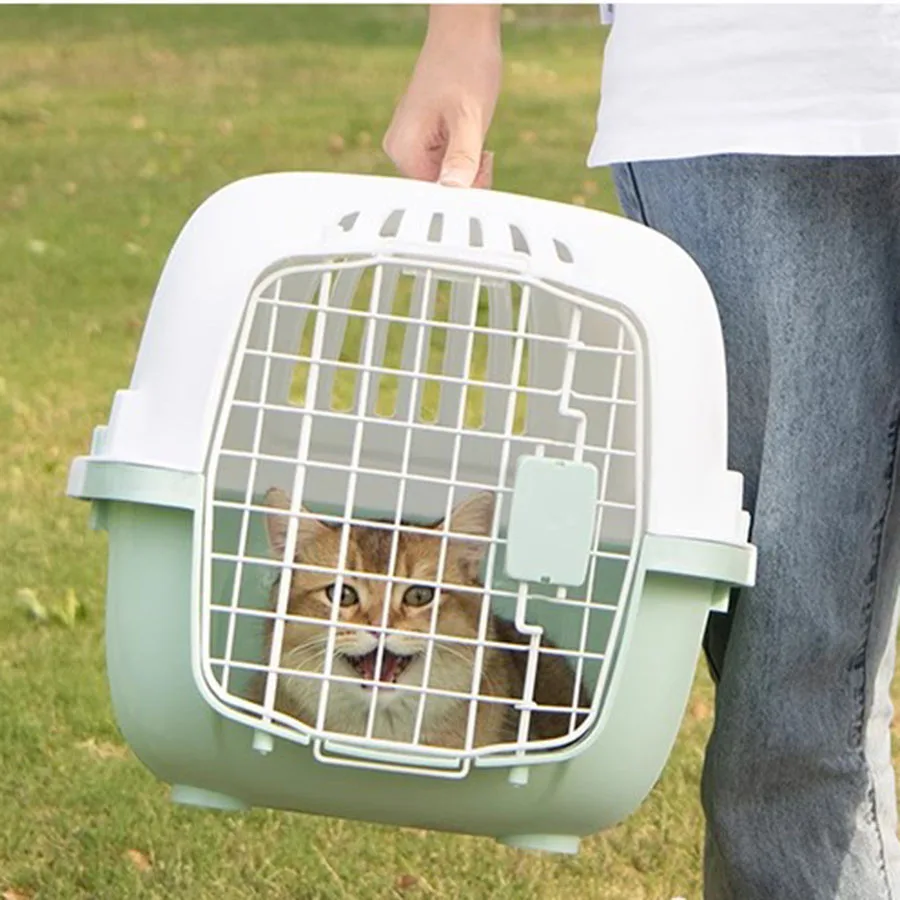 Portable Cat Carrier Designer Plastic Outdoor Case Breathable Cat Carrier Travel Large Basket Hard Shell Cage Pour Chat Cat Cage